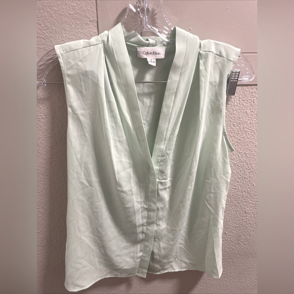 Calvin Klein Women's Sleeveless Mint Green Blouse Size S